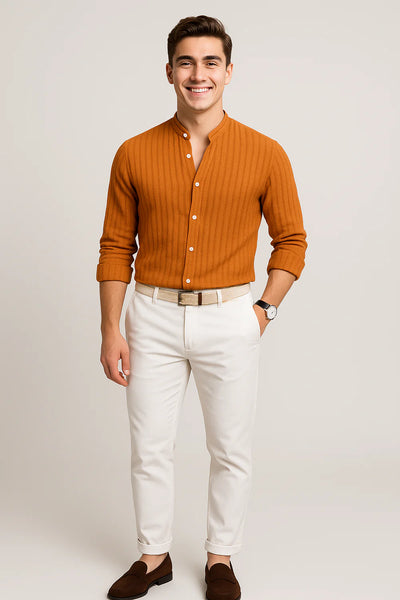 Chemise Élégante à Manches Courtes pour Homme – Orange