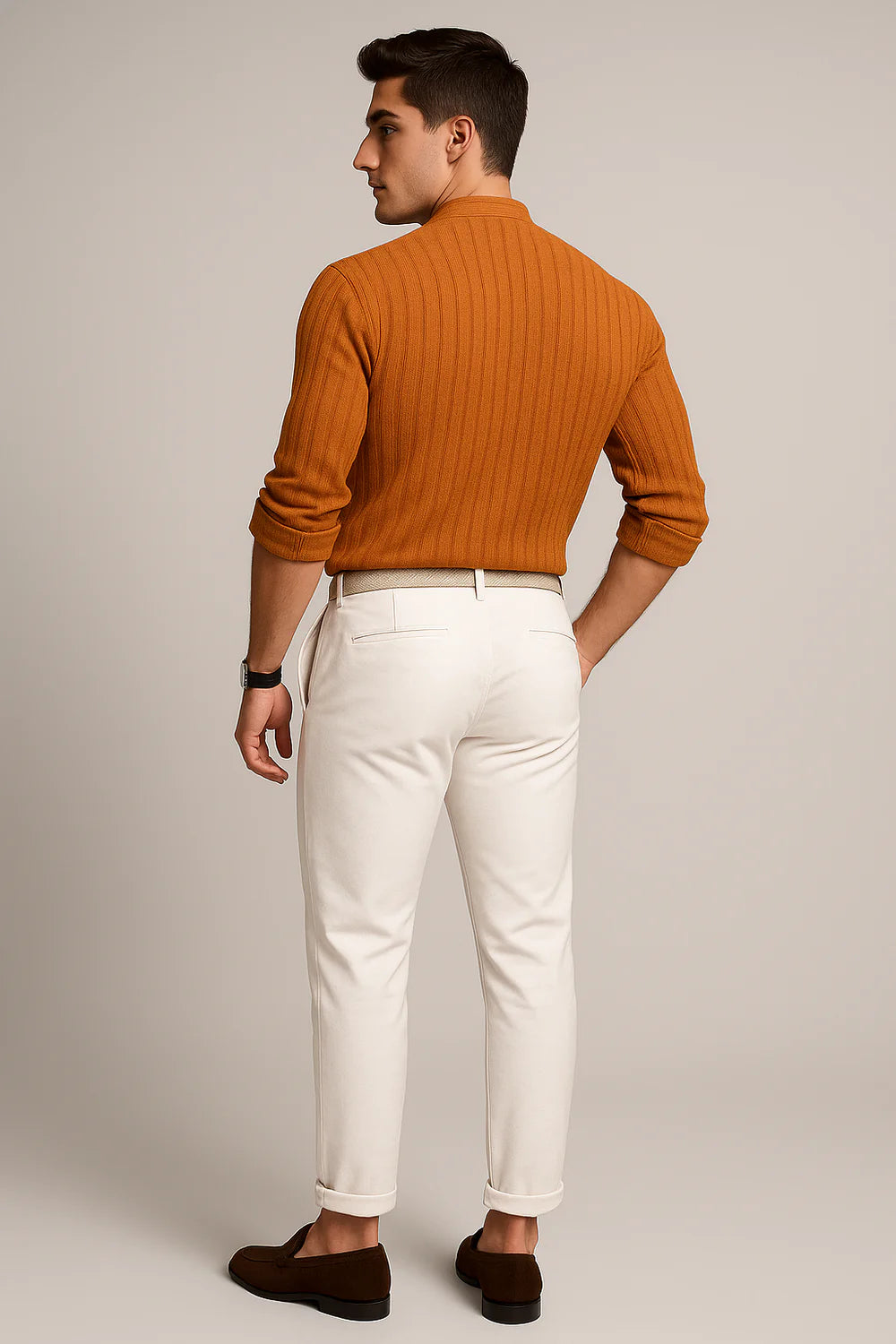 Chemise Élégante à Manches Courtes pour Homme – Orange