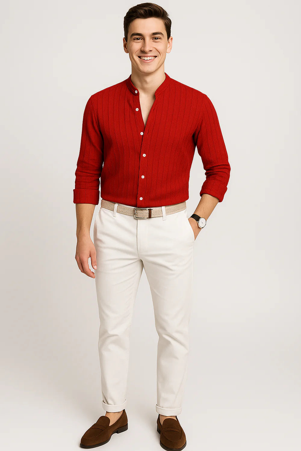 Chemise Élégante à Manches Courtes pour Homme – Rouge