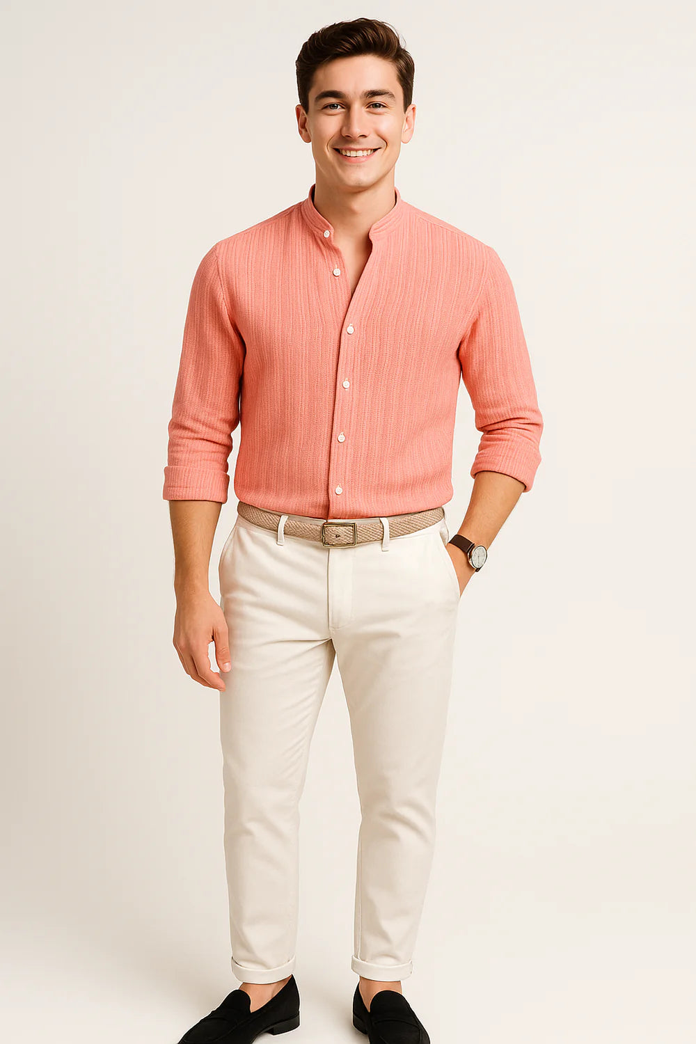 Chemise Élégante à Manches Courtes pour Homme – Rose