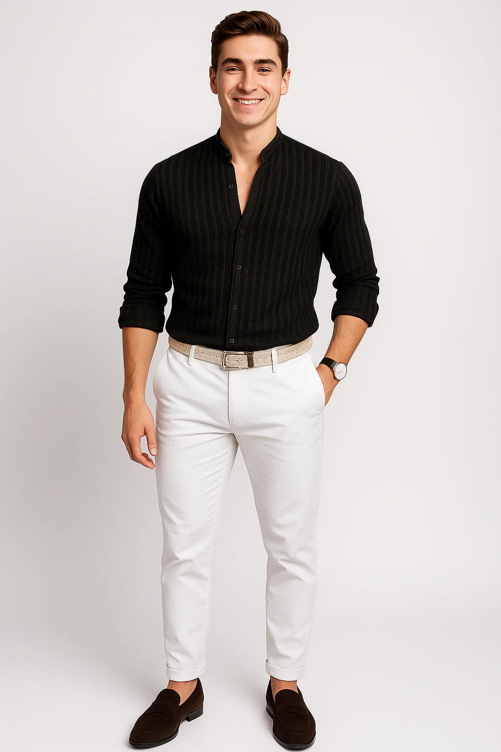 Chemise Élégante à Manches Courtes pour Homme – Noir