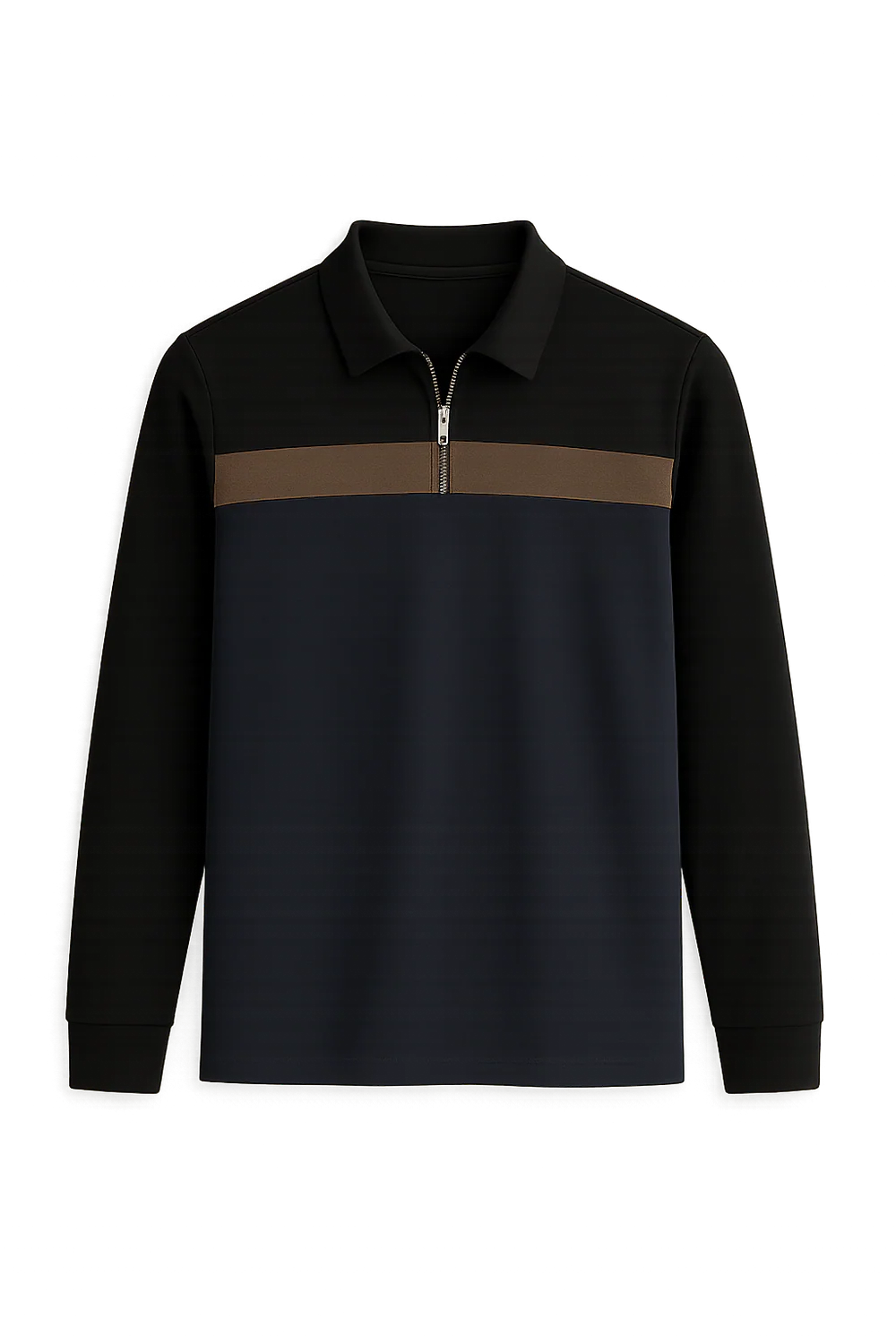 Polo à Manches Longues pour Homme au Style Rétro – Bleu Marine