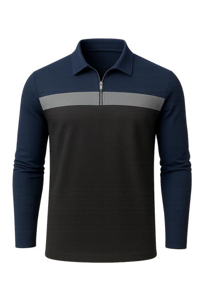 Polo à Manches Longues pour Homme au Style Rétro – Gris clair