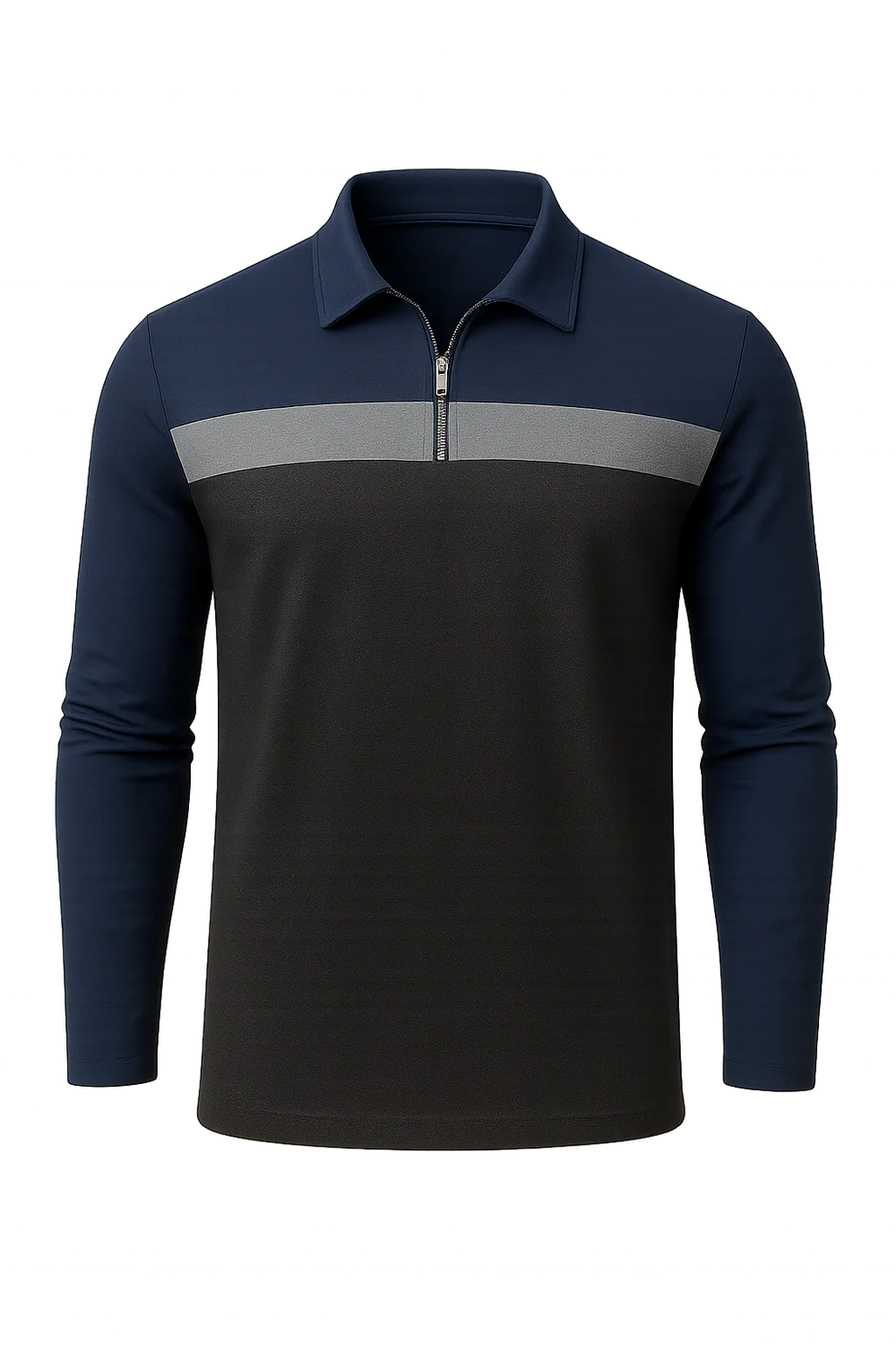 Polo à Manches Longues pour Homme au Style Rétro – Gris clair