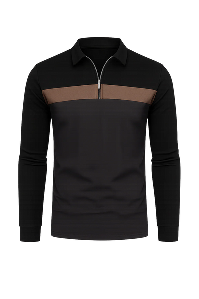Polo à Manches Longues pour Homme au Style Rétro – Gris foncé