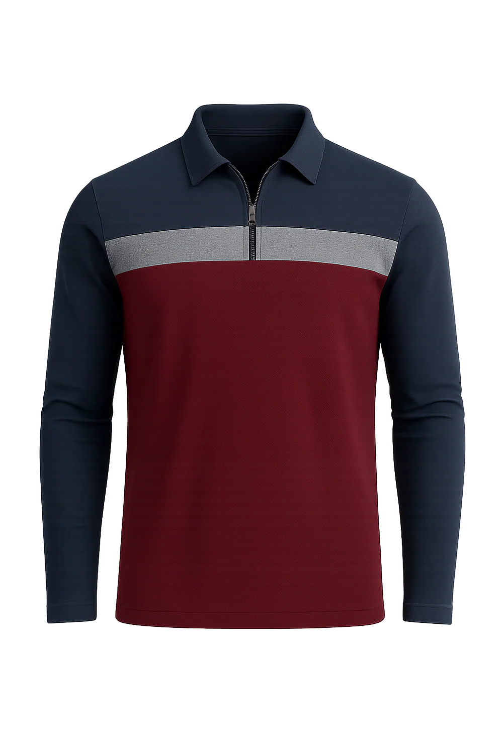 Polo à Manches Longues pour Homme au Style Rétro – Bleu Marine