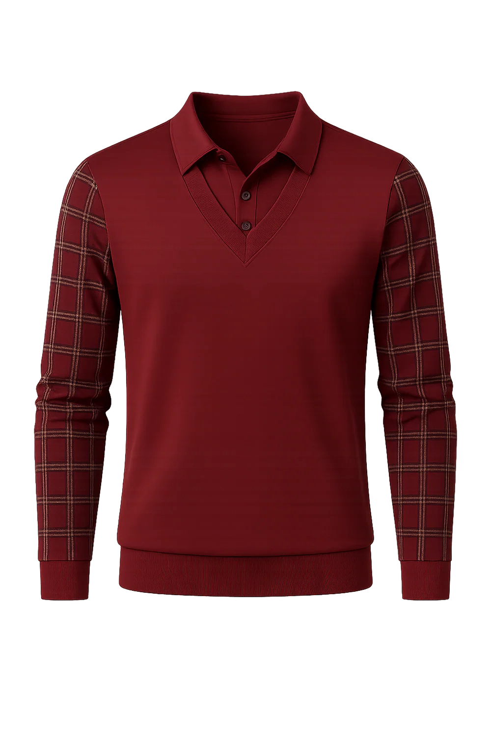 Polo Vintage à Manches Longues pour Homme – Rouge