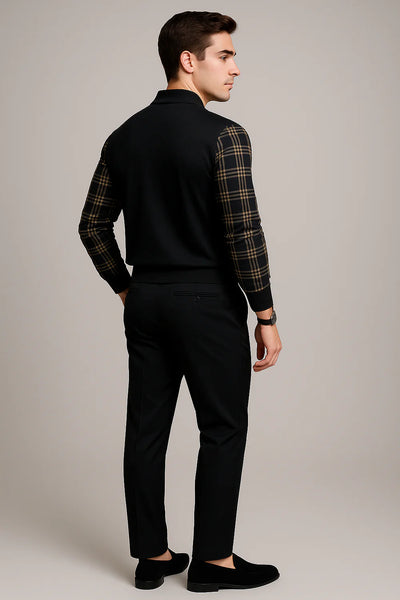 Polo Vintage à Manches Longues pour Homme – Noir