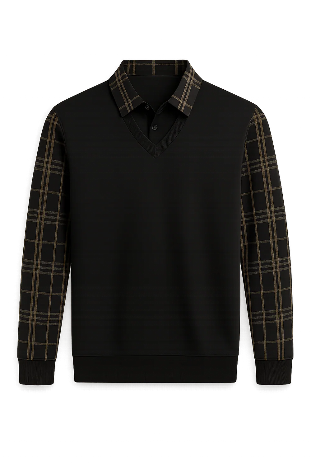 Polo Vintage à Manches Longues pour Homme – Noir