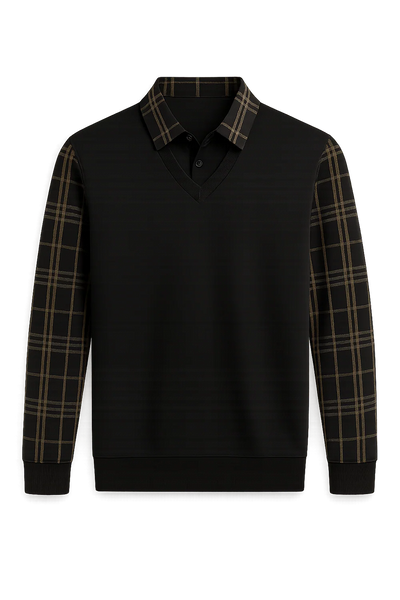 Polo Vintage à Manches Longues pour Homme – Noir
