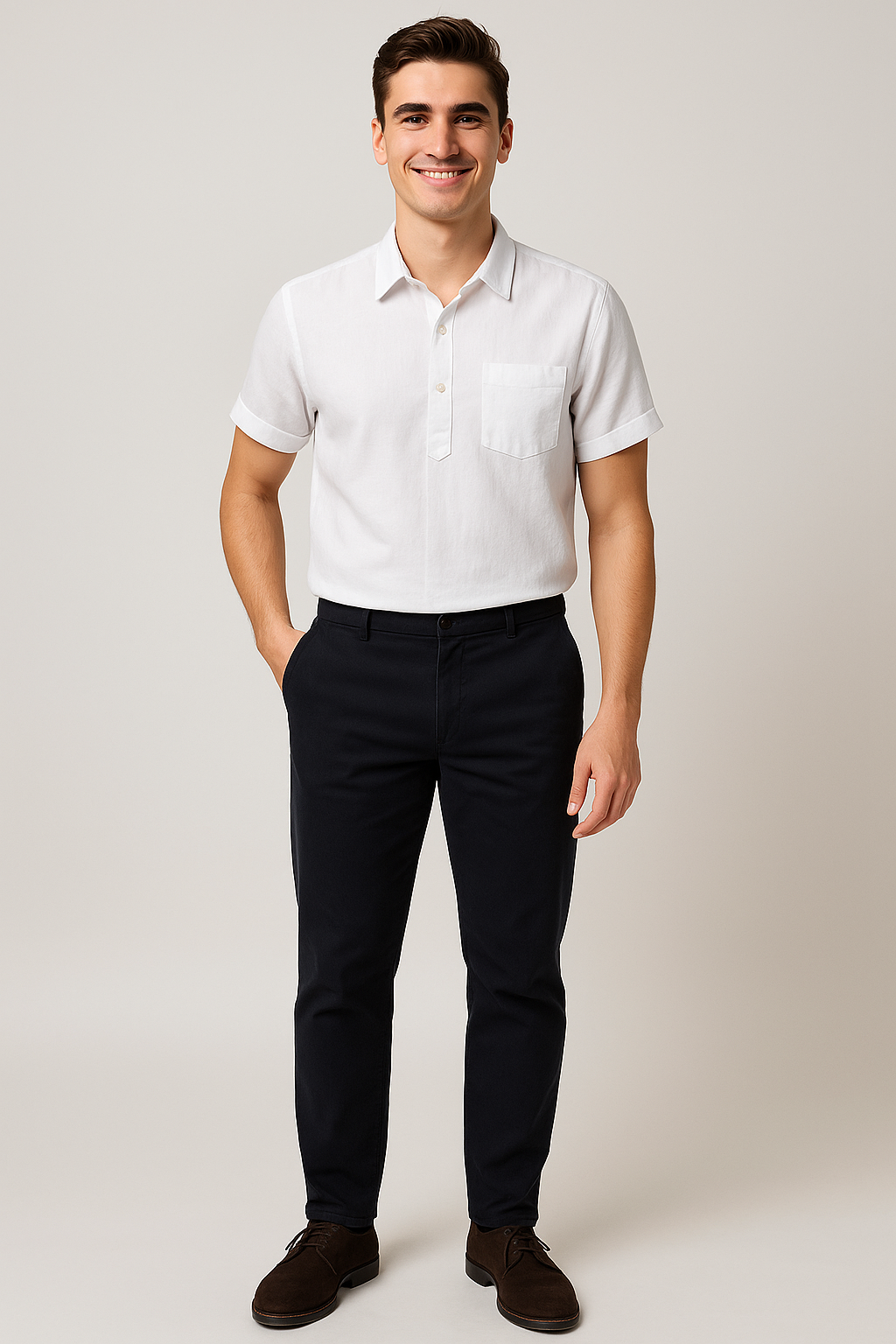 Polo Classique d'Été en Lin pour Homme – Blanc