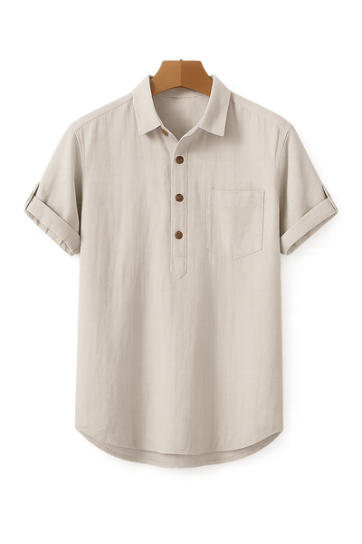 Polo Classique d'Été en Lin pour Homme – Beige