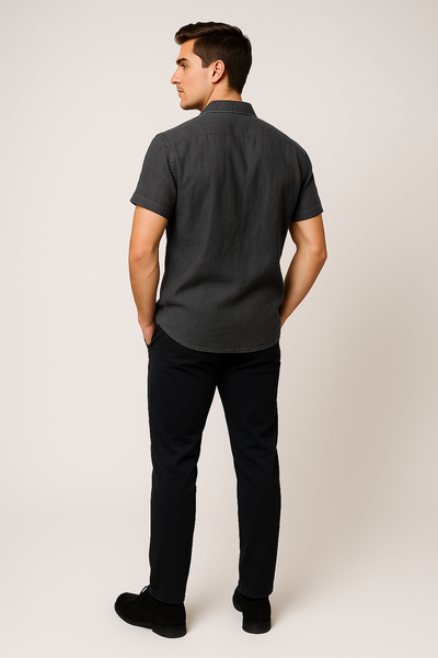 Polo Classique d'Été en Lin pour Homme – Gris