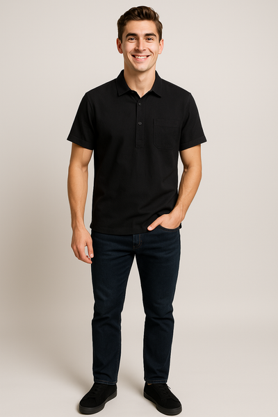 Polo Classique d'Été en Lin pour Homme – Noir