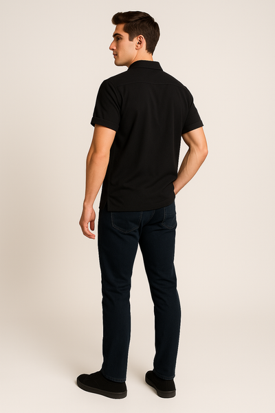 Polo Classique d'Été en Lin pour Homme – Noir