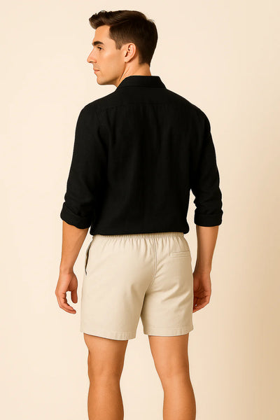 Chemise d'Été Moderne en Lin pour Homme – Noir