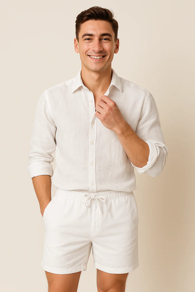 Chemise d'Été Moderne en Lin pour Homme – Blanc