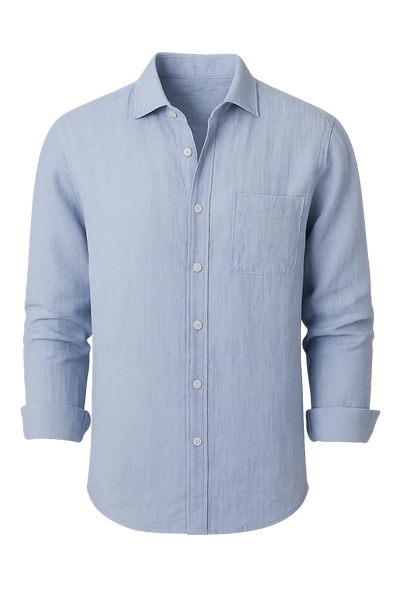 Chemise d'Été Moderne en Lin pour Homme – Bleu clair