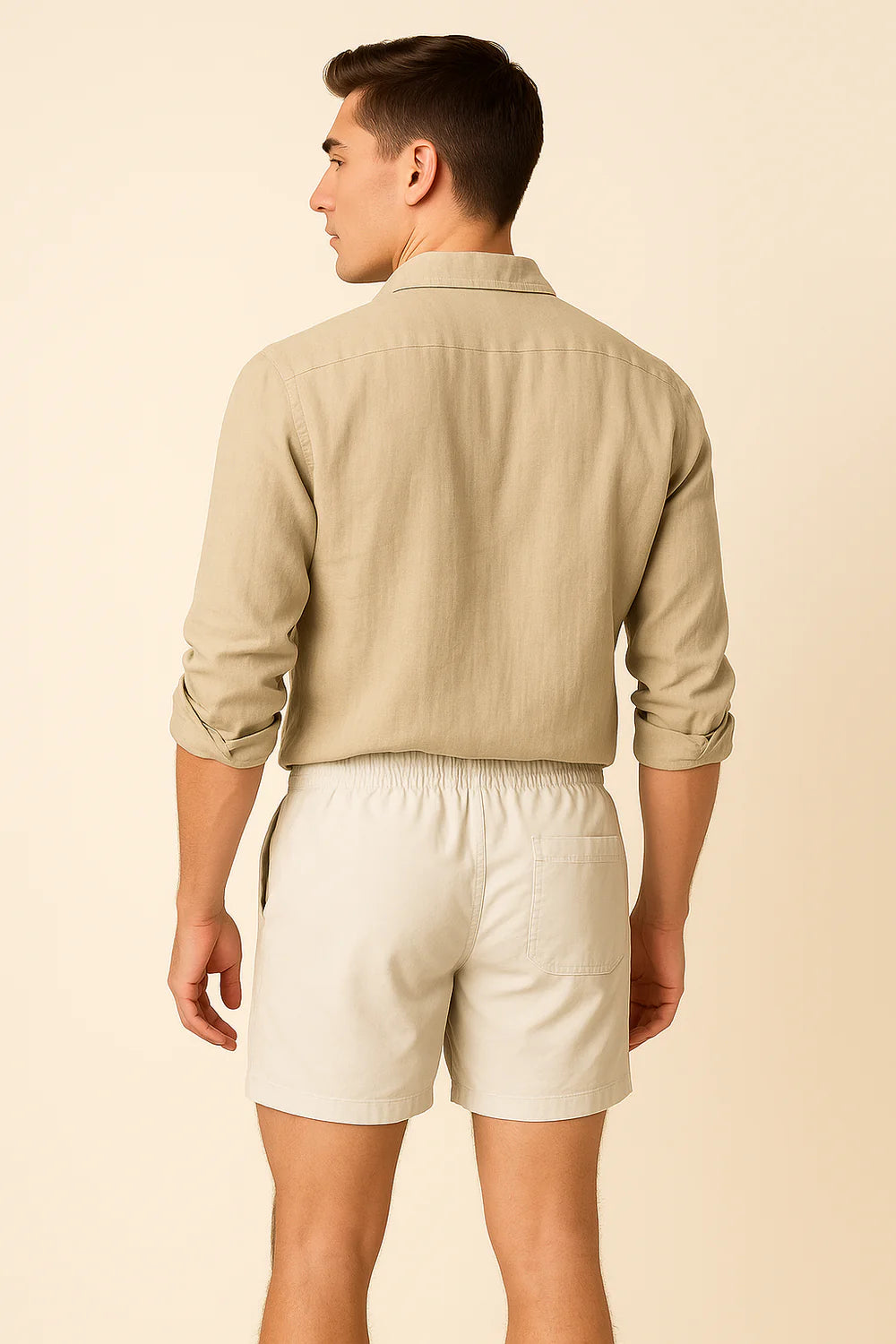 Chemise d'Été Moderne en Lin pour Homme – Beige