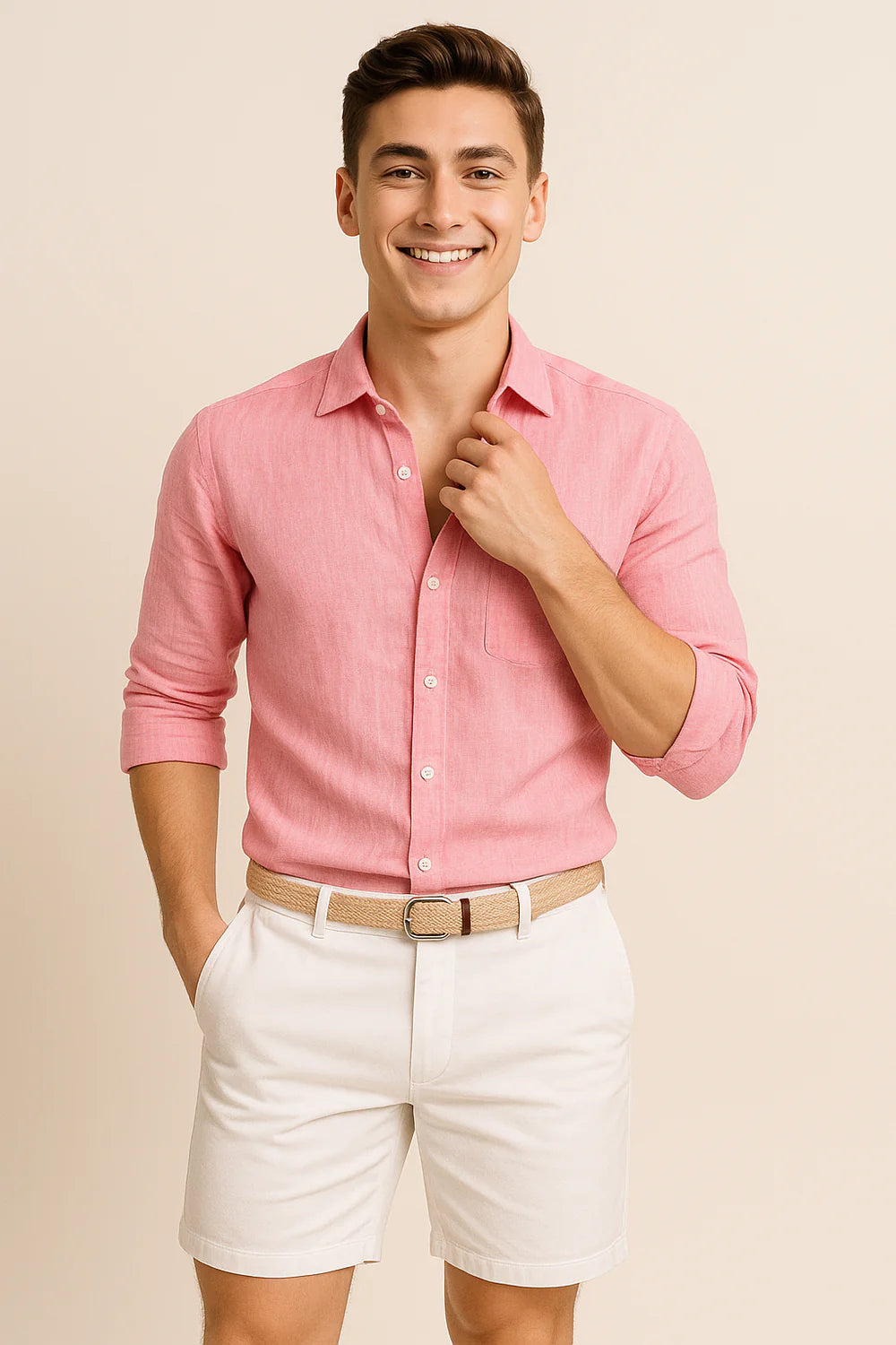 Chemise d'Été Tendance pour Homme – Rose