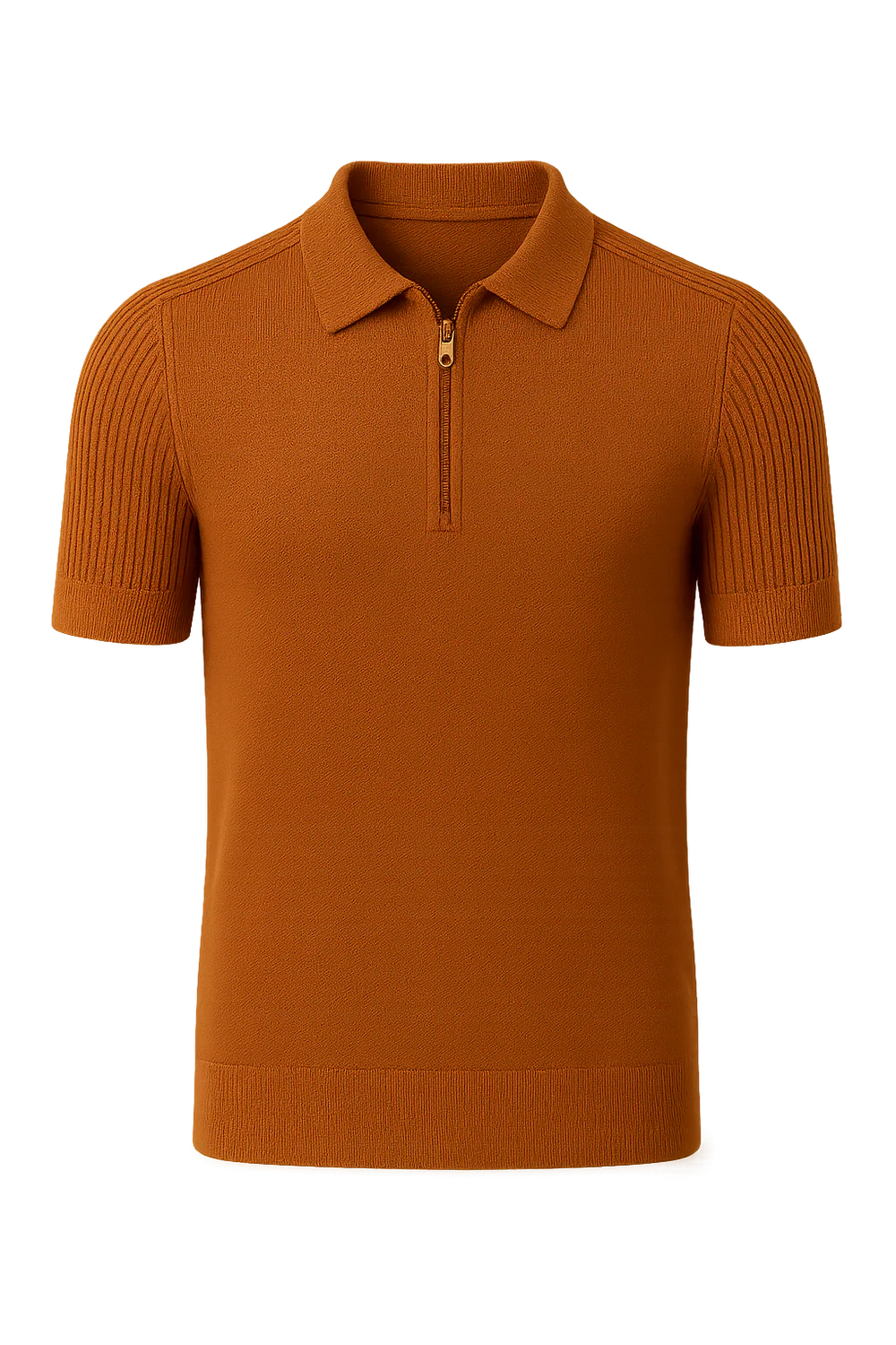 Polo Décontracté pour Homme avec Col Zippé – Marron