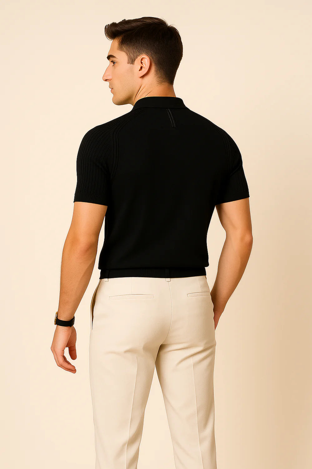 Polo Décontracté pour Homme avec Col Zippé – Noir