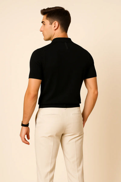 Polo Décontracté pour Homme avec Col Zippé – Noir