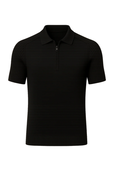 Polo Décontracté pour Homme avec Col Zippé – Noir