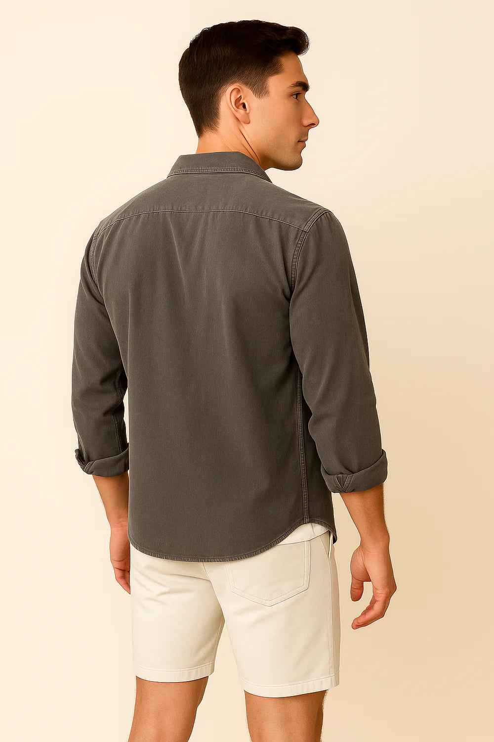 Chemise Rétro en Velours Côtelé pour Homme – Anthracite