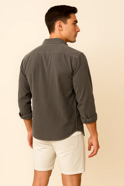 Chemise Rétro en Velours Côtelé pour Homme – Anthracite