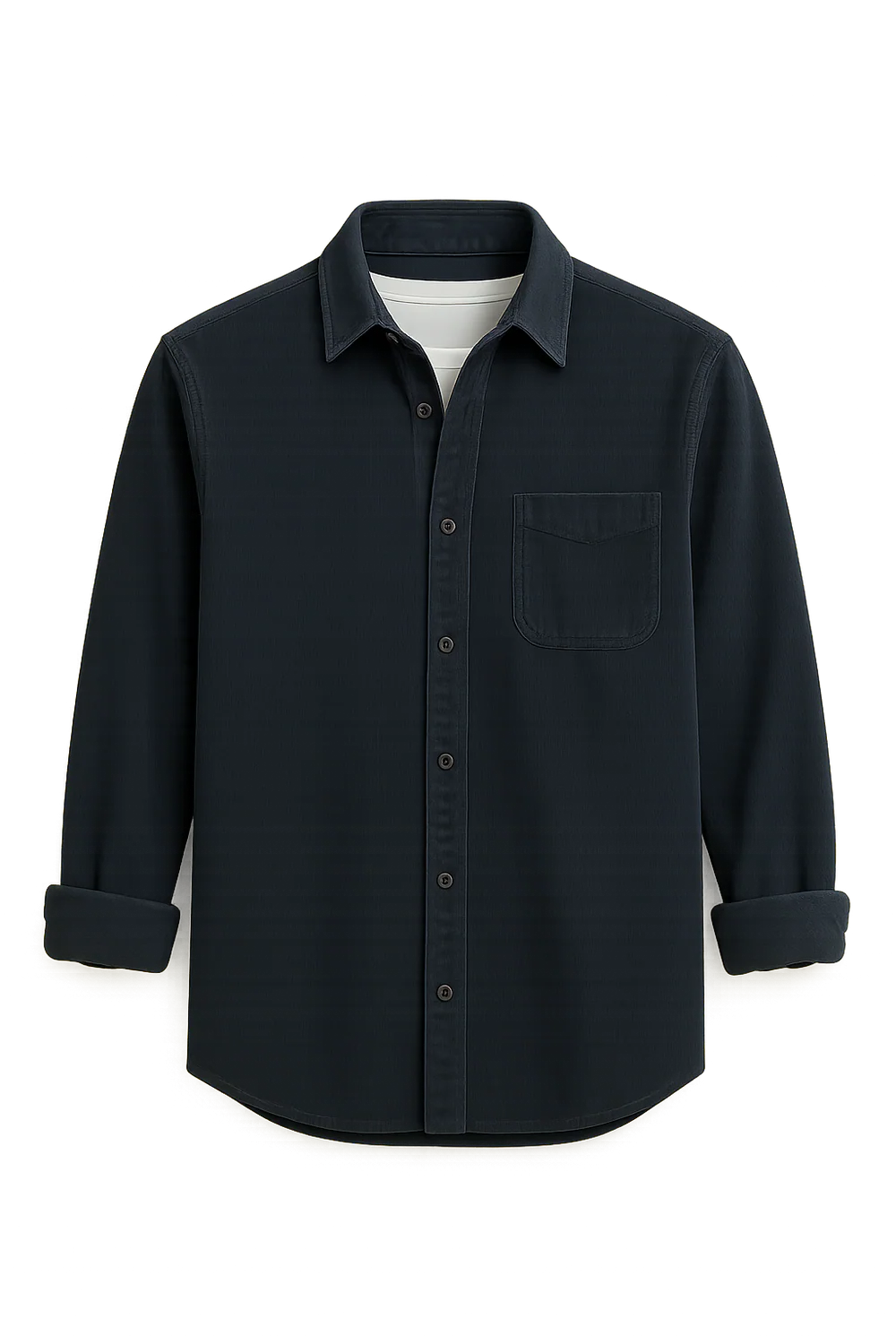 Chemise Rétro en Velours Côtelé pour Homme – Bleu foncé