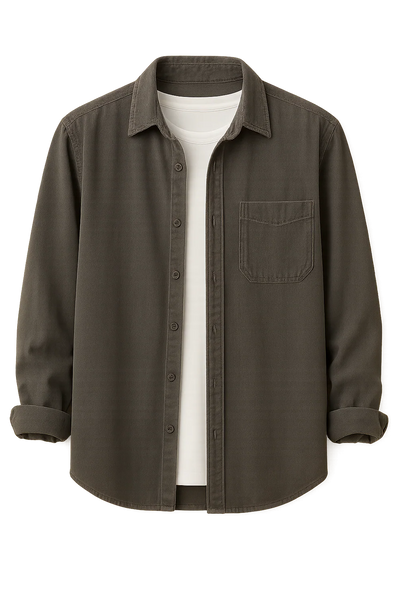 Chemise Rétro en Velours Côtelé pour Homme – Anthracite