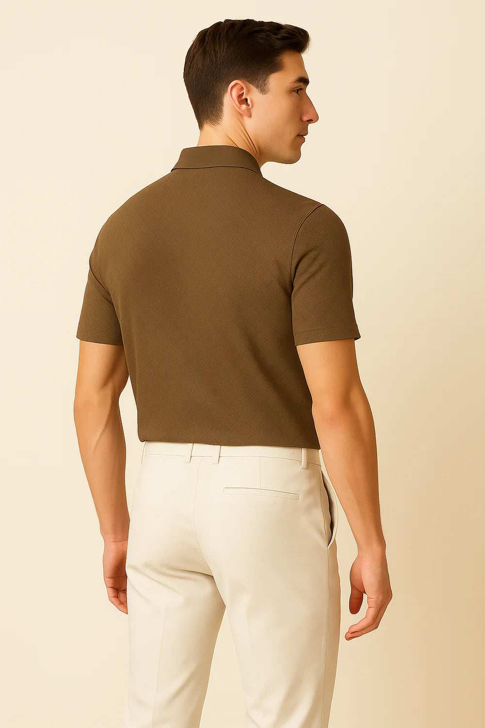 Polo Élégant en Soie pour Homme – Marron