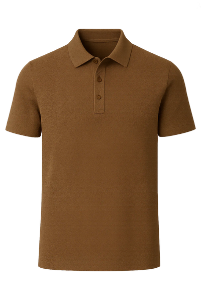 Polo Élégant en Soie pour Homme – Marron