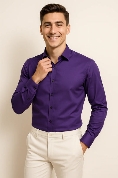 Chemise Classique Extensible et Infroissable pour Homme – Violette