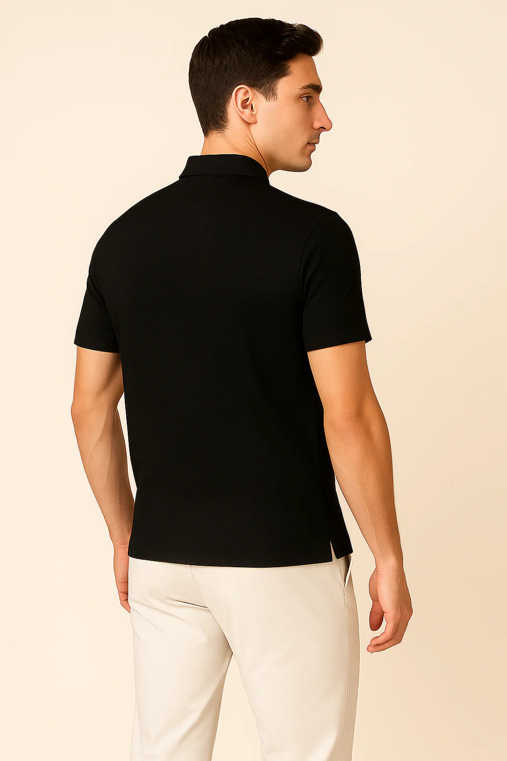 Polo Élégant en Soie pour Homme – Noir