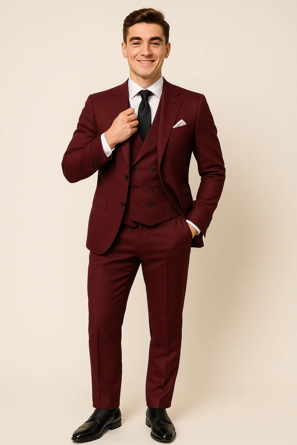 Ensemble Formel 3 Pièces pour Homme – Rouge Bourgogne
