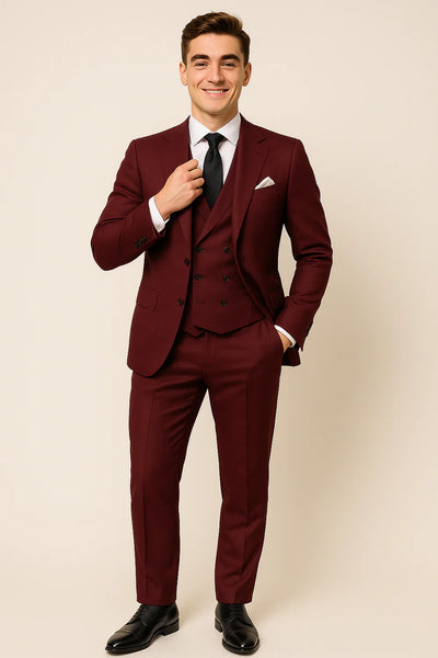Ensemble Formel 3 Pièces pour Homme – Rouge Bourgogne
