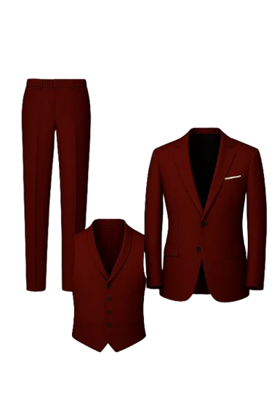 Ensemble Formel 3 Pièces pour Homme – Rouge Bourgogne