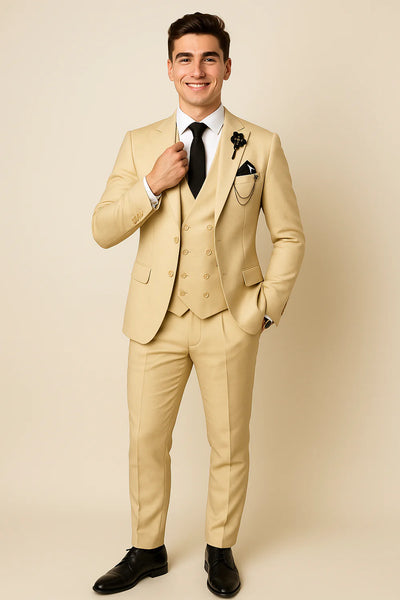 Costume d'affaires moderne 3 pièces pour hommes – Beige