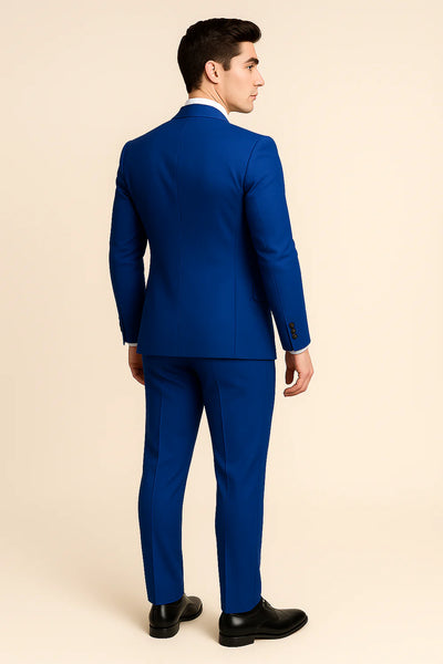 Costume d'été formel 3 pièces en lin pour homme – Bleu foncé