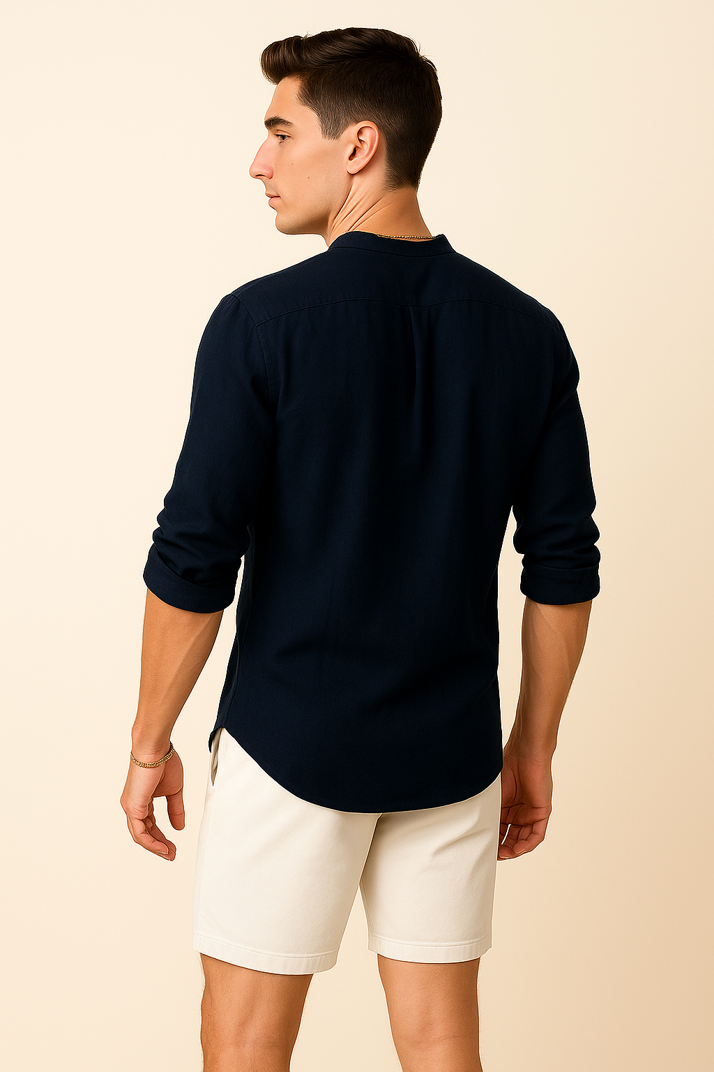 Chemise Élégante d'Été à Manches Longues pour Homme - Bleu marine
