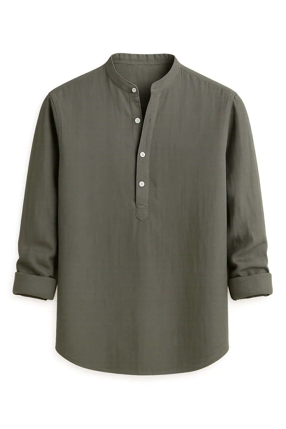 Chemise d'Été Tendance en Lin avec Col pour Homme – Gris