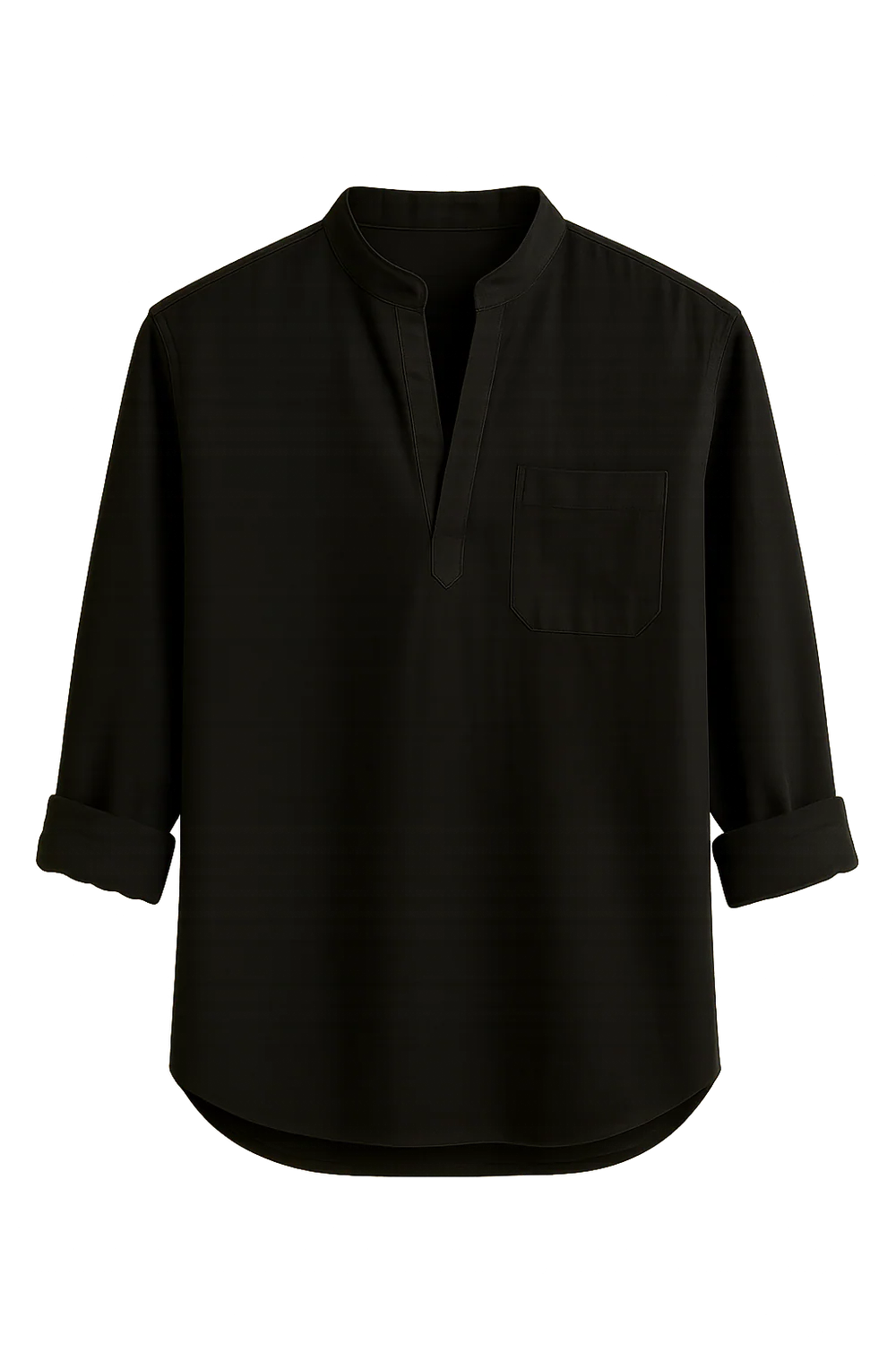 Chemise d'Été Tendance en Lin avec Col pour Homme – Noir