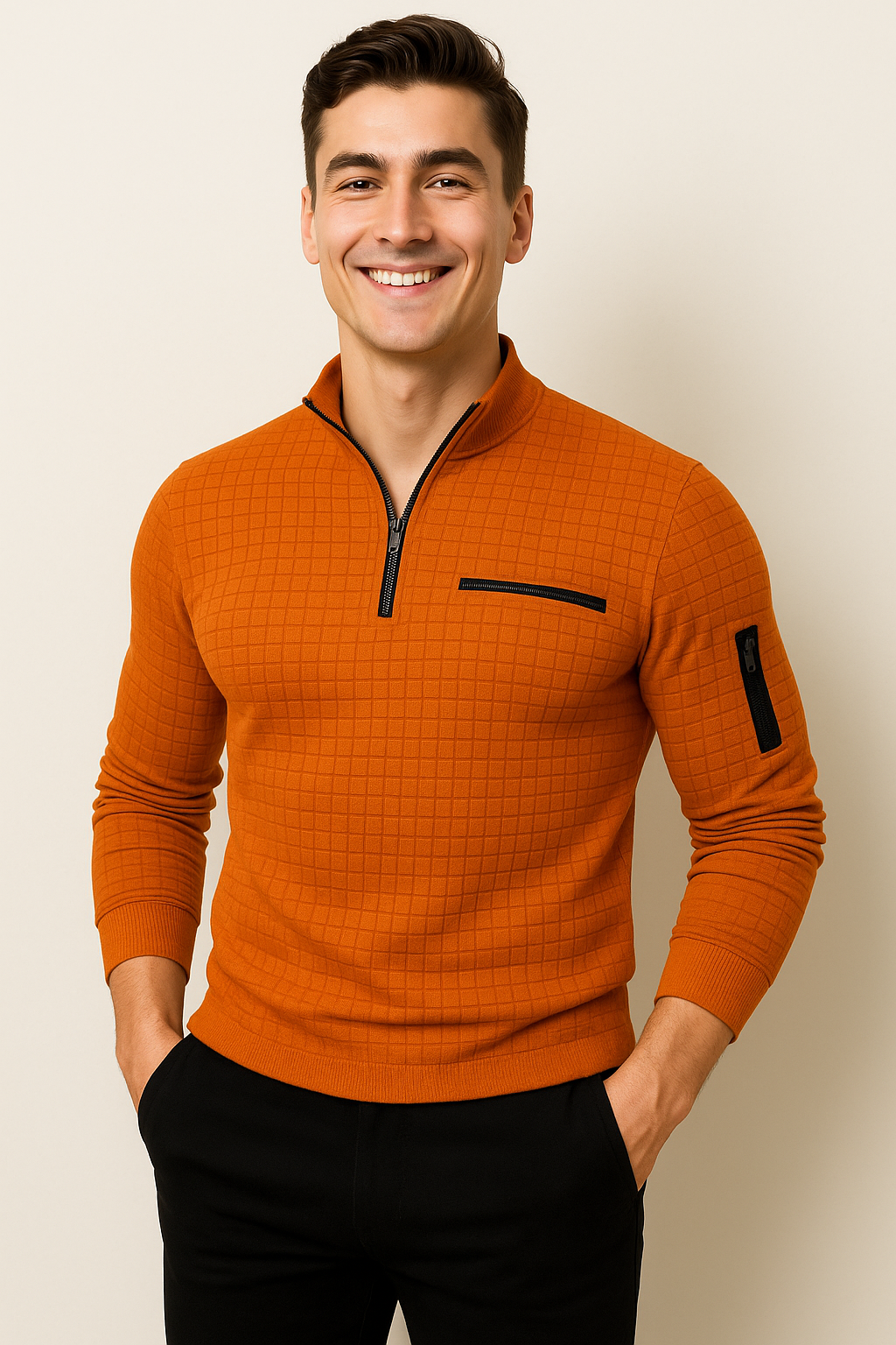 Polo à Manches Longues pour Homme au Style Moderne – Orange
