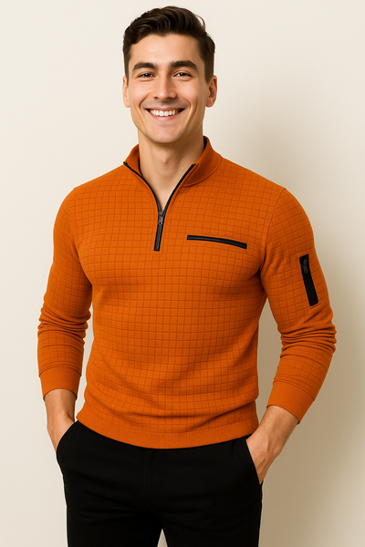 Polo à Manches Longues pour Homme au Style Moderne – Orange