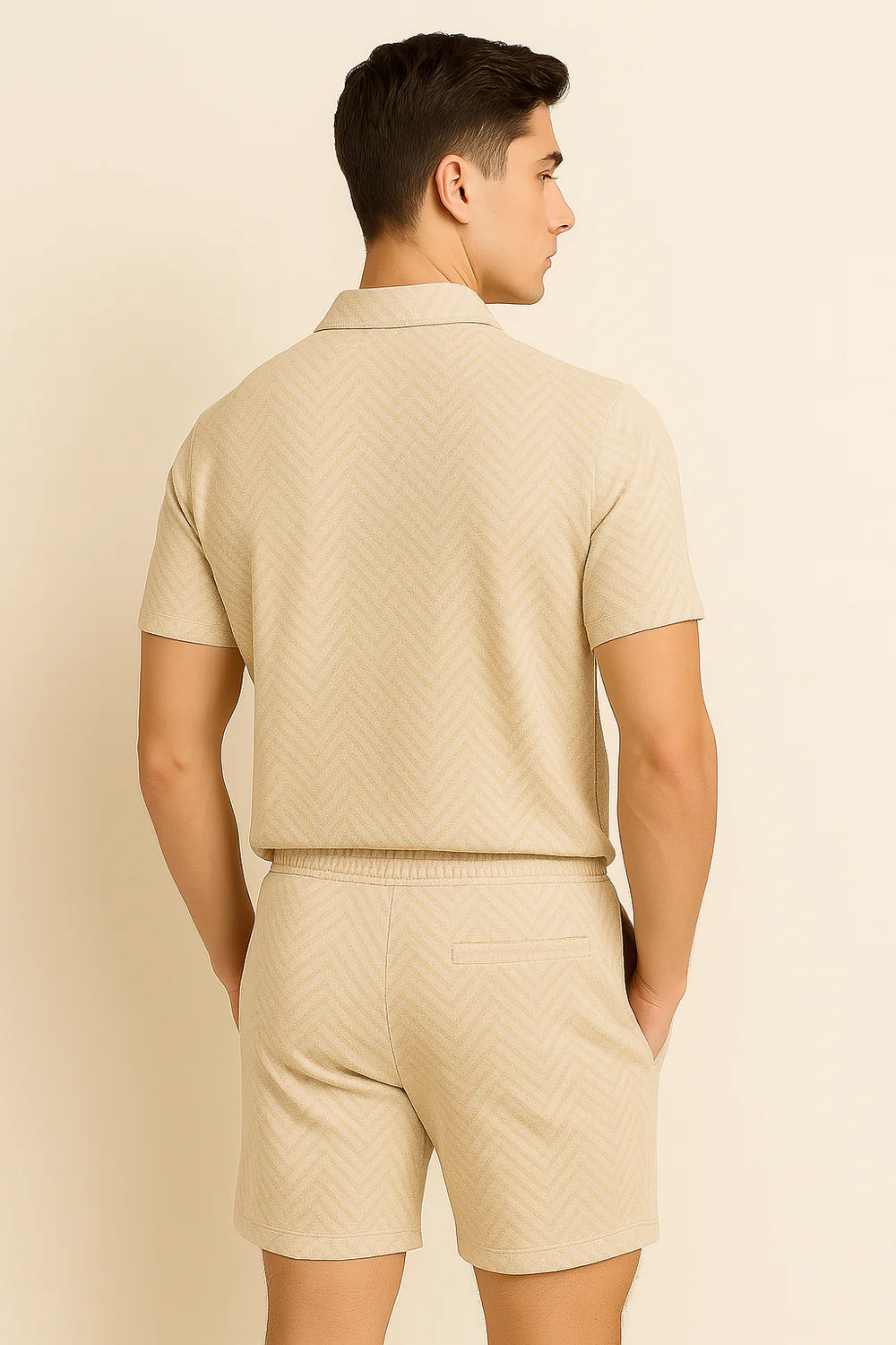 Ensemble Décontracté Moderne pour Homme avec Imprimé Tendance – Beige