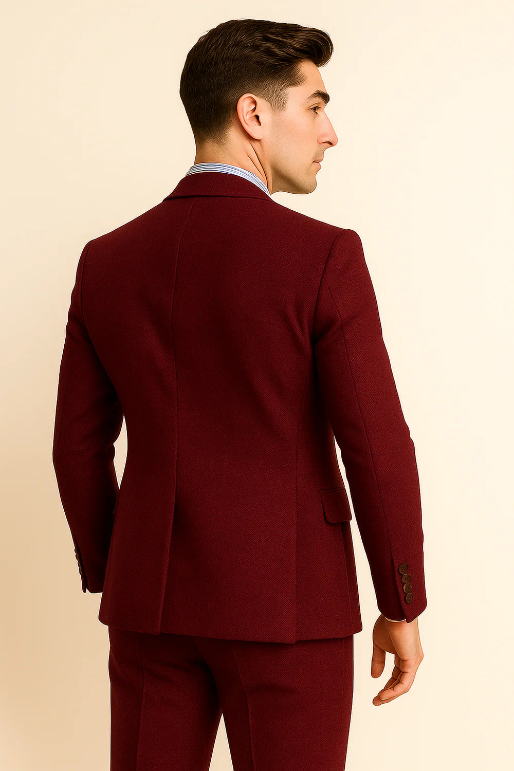 Costume Tuxedo Classique en Tweed pour Homme – Rouge