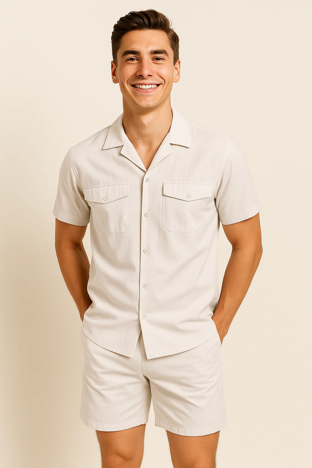 Ensemble élégant pour hommes – Polo et short – Blanc