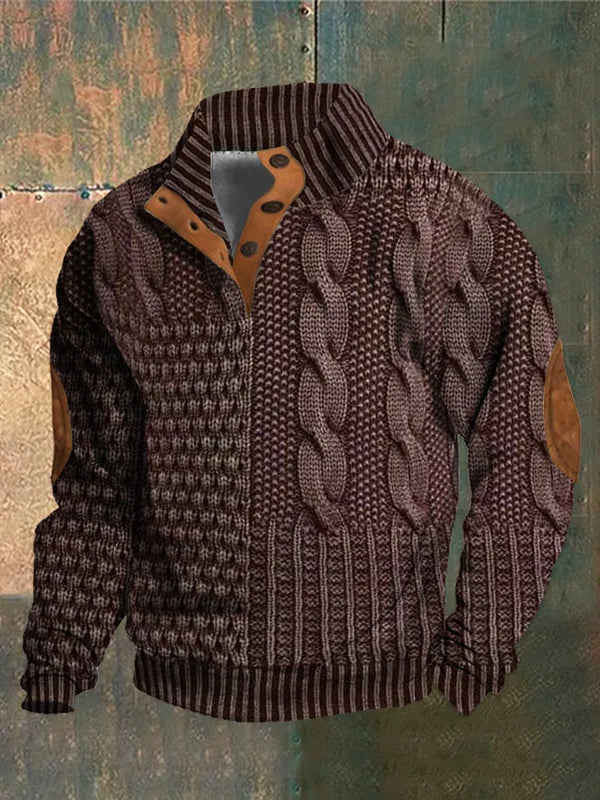 Pull en Maille Homme – Demi-Zip à Torsades avec Charme Classique